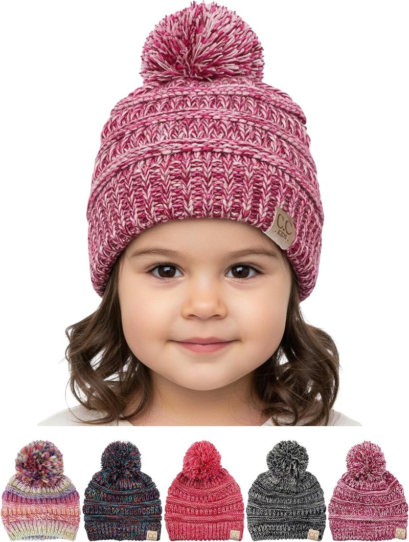 Funky Junque Toddler Pom Beanie – Kids Winter Hat for Ages 1–4, Baby Boy & Girl Knit Beanies, Warm Cozy Knit Snow Hats - Image 1